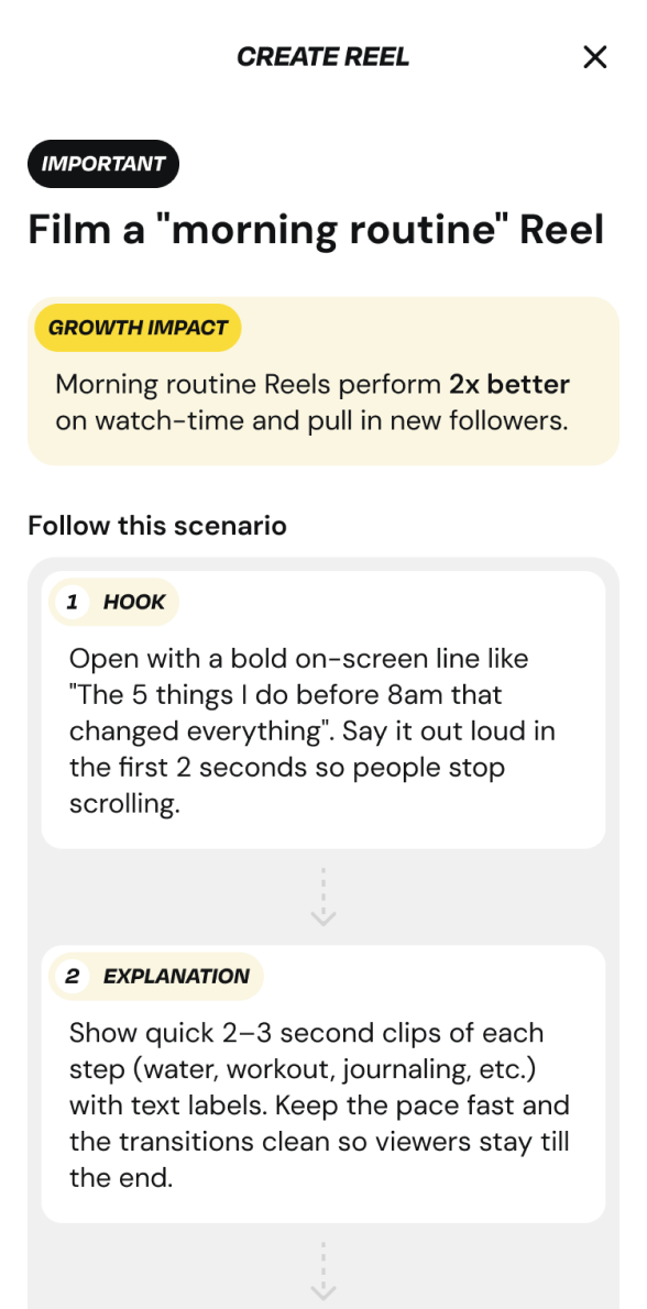 App screenshot — Create Reel