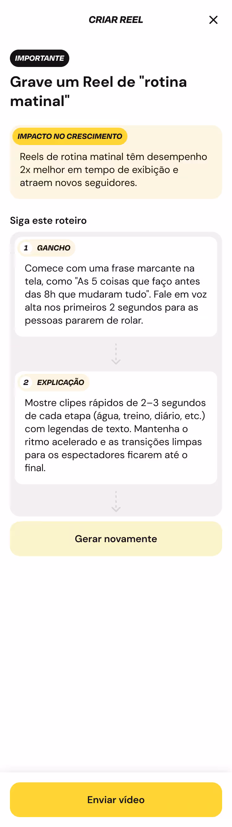 App screenshot — Create Reel
