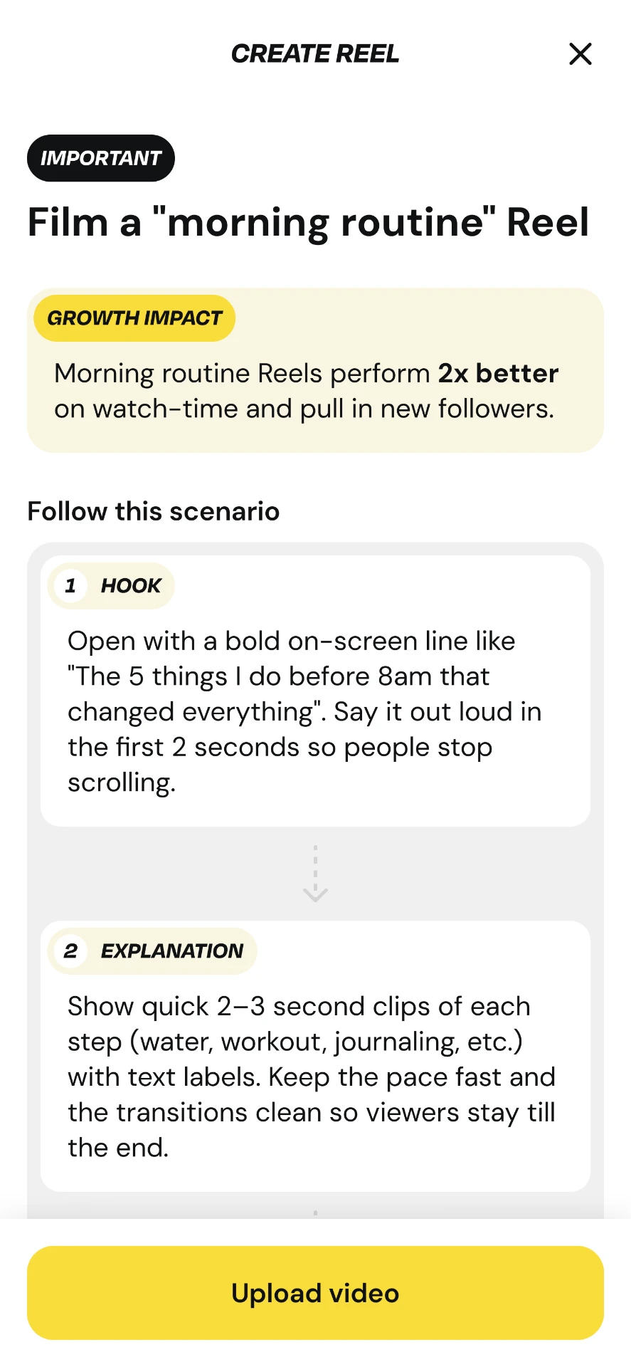 App screenshot — Create Reel